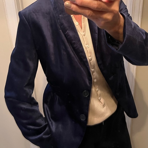 NWT Jessica péplum navy velvet blazer - Picture 12 of 15
